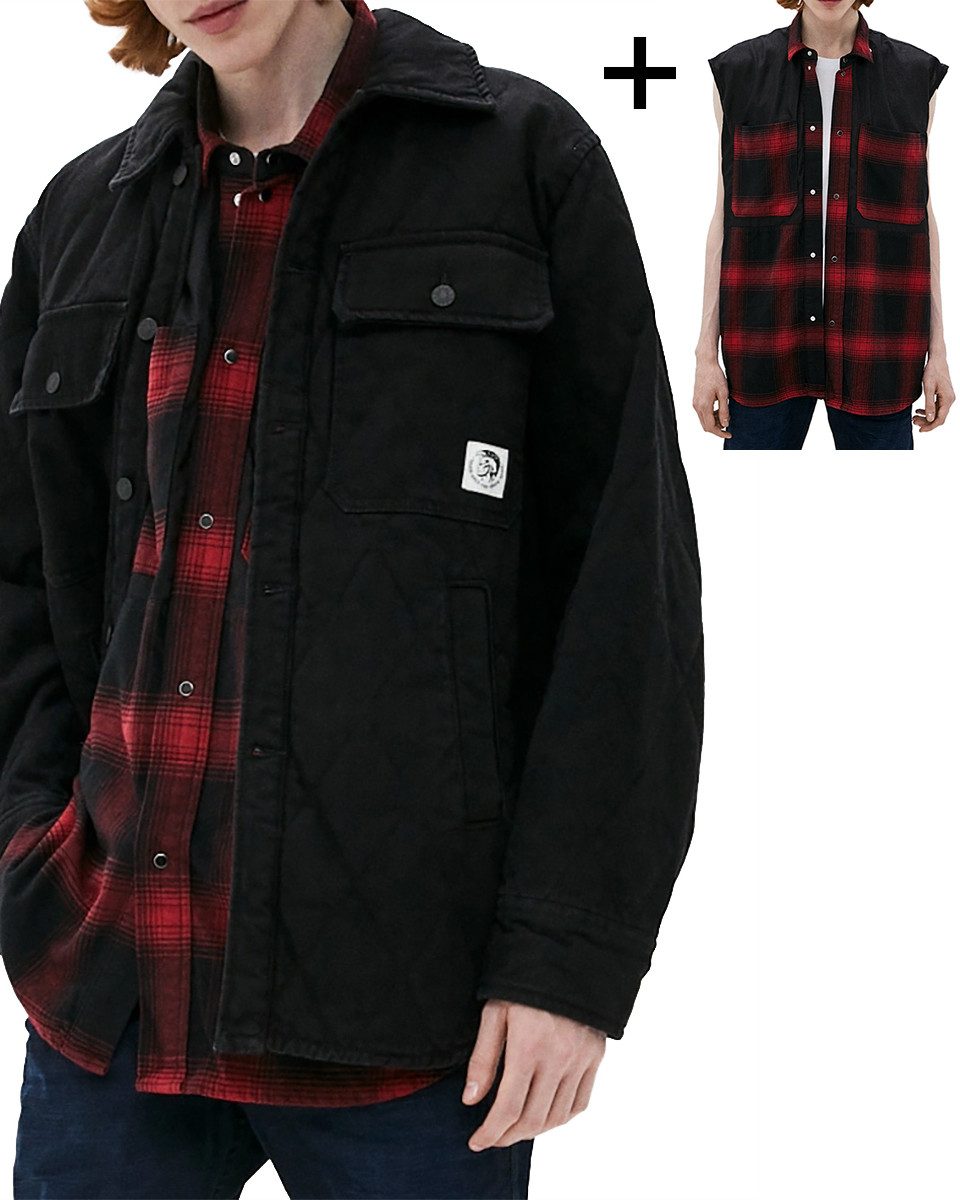Diesel Jeansjacke Oversize Jacke mit Hemd (2-Teilig) - D-Welles - Gr. L