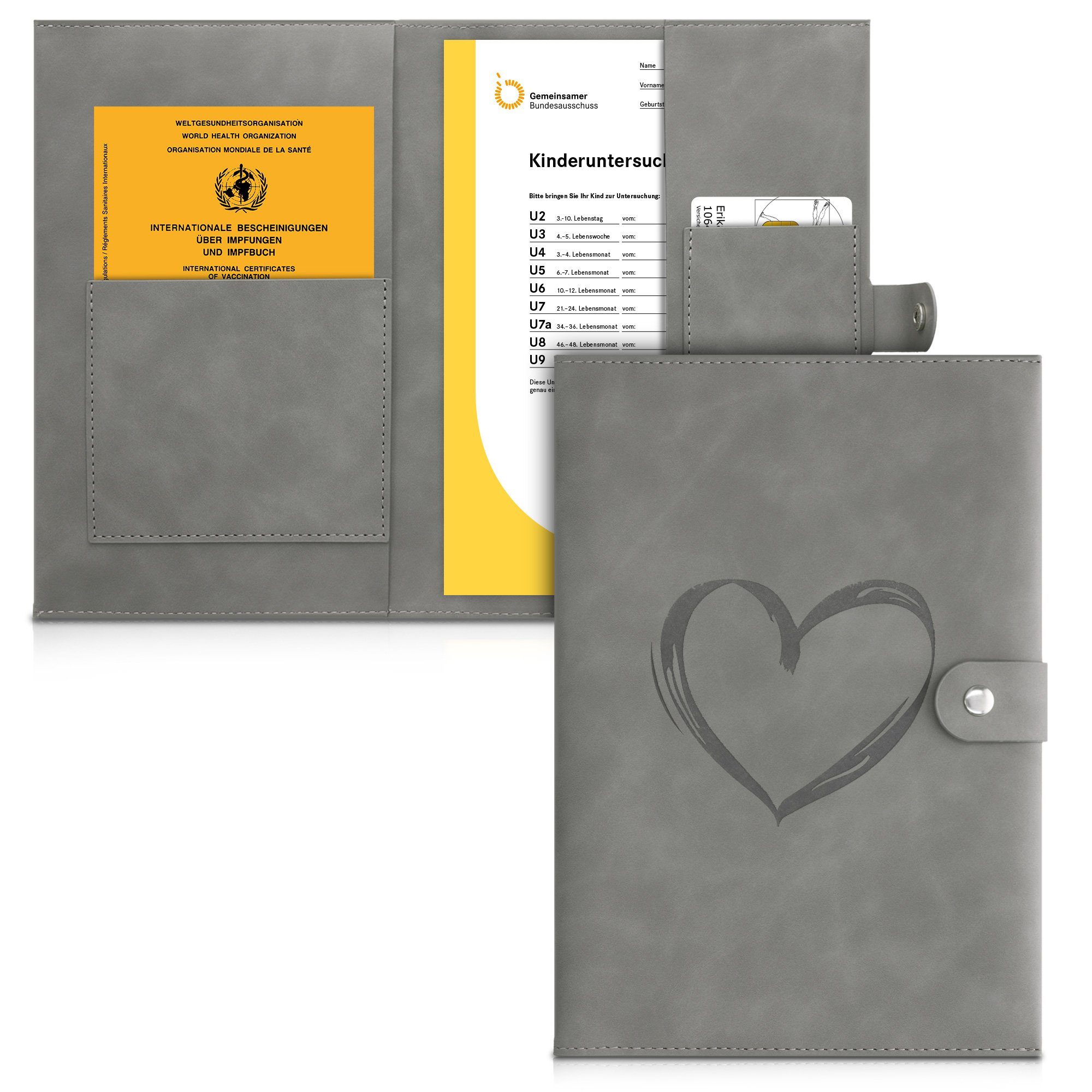 kwmobile Etui Kunstleder Hülle für deutsches Untersuchungsheft, U-Heft Hülle und Impfpass Hülle - extra Fächer - Cover