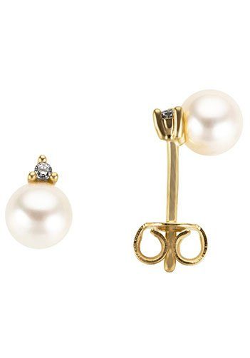 Paar Ohrstecker Schmuck Geschenk Gold 333 Ohrschmuck Perle Solitär Dreieck