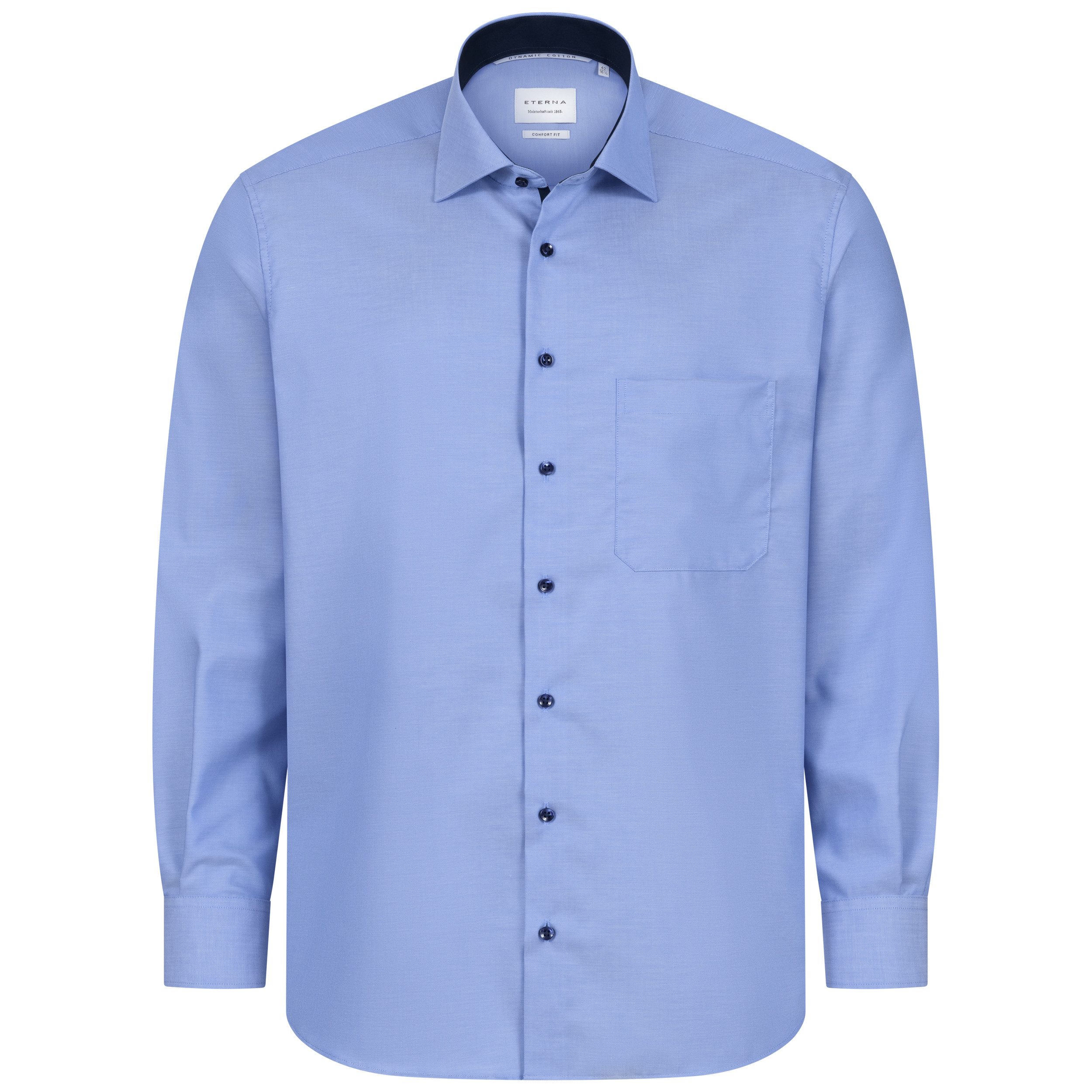 Eterna Langarmhemd Comfort Fit, Blau, Twill, 100 % Baumwolle, Bügelfrei günstig online kaufen