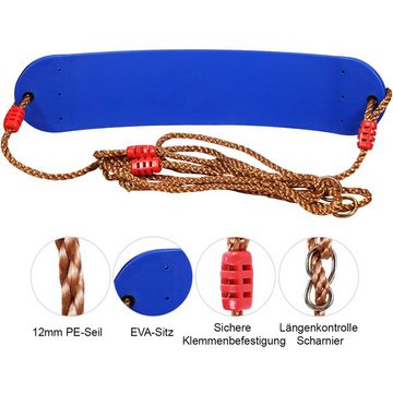 DOPWii Einzelschaukel Schaukelsitz für Kinder und Erwachsene, Heavy Duty Ersatzschaukel, mit verstellbarem Seil, Blau, Grün