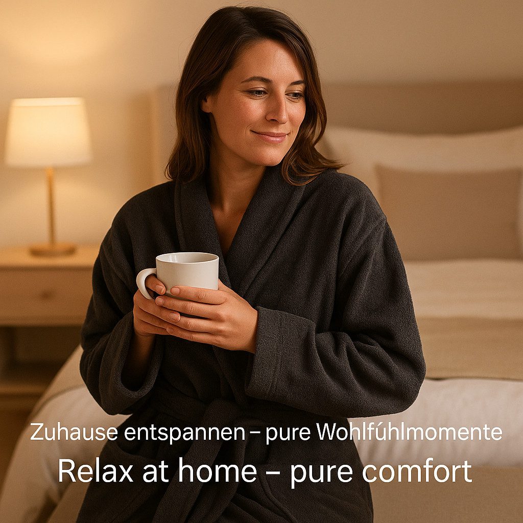 Betz Bademantel Saunamantel für Herren und Damen mit Schalkragen BERLIN, wadenlang, 100% Baumwolle, Schalkragen, Gürtel