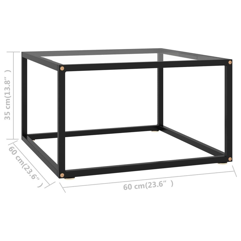 mit Schwarz furnicato Hartglas 60x60x35 cm Couchtisch