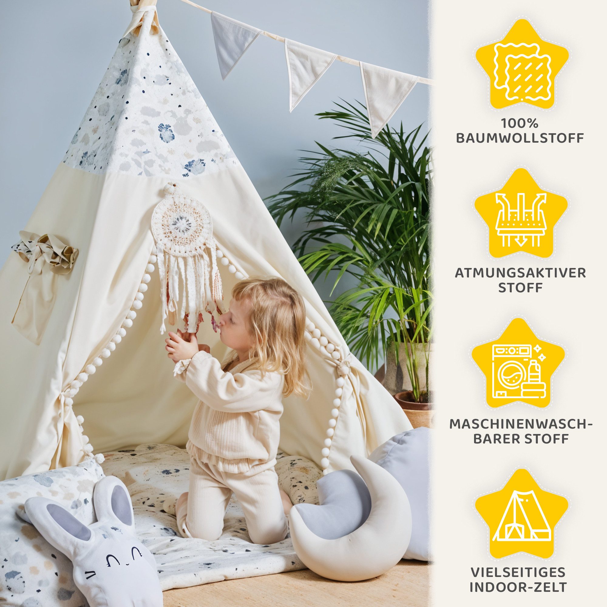 Rainbow Kids Tipi-Zelt Kinderzelt Spielzelt Teepee günstig online kaufen