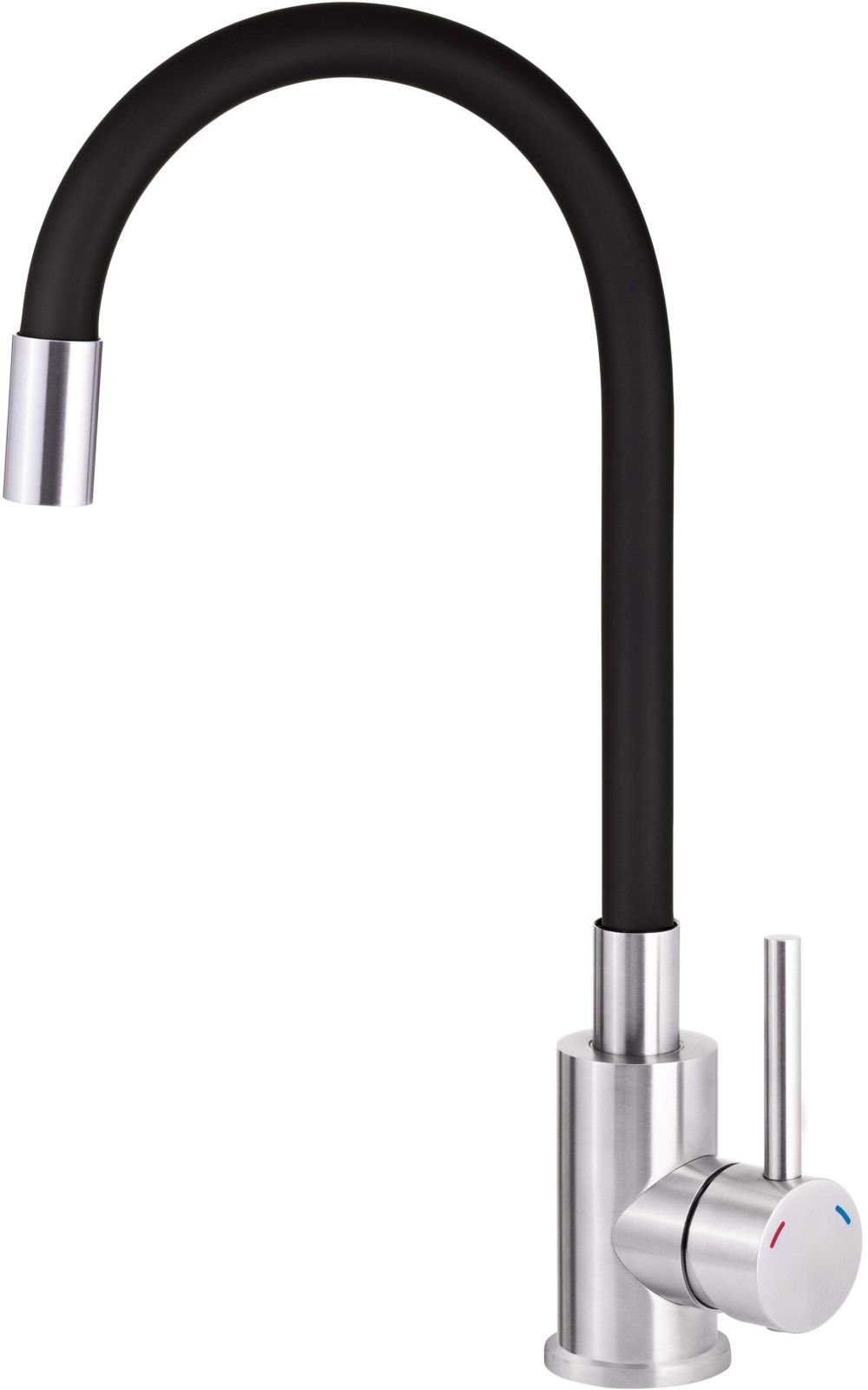 Deante Spültischarmatur Luno flexible Küchenarmatur biegsamer Wasserhahn schwarz/edelstahl, BOCB720