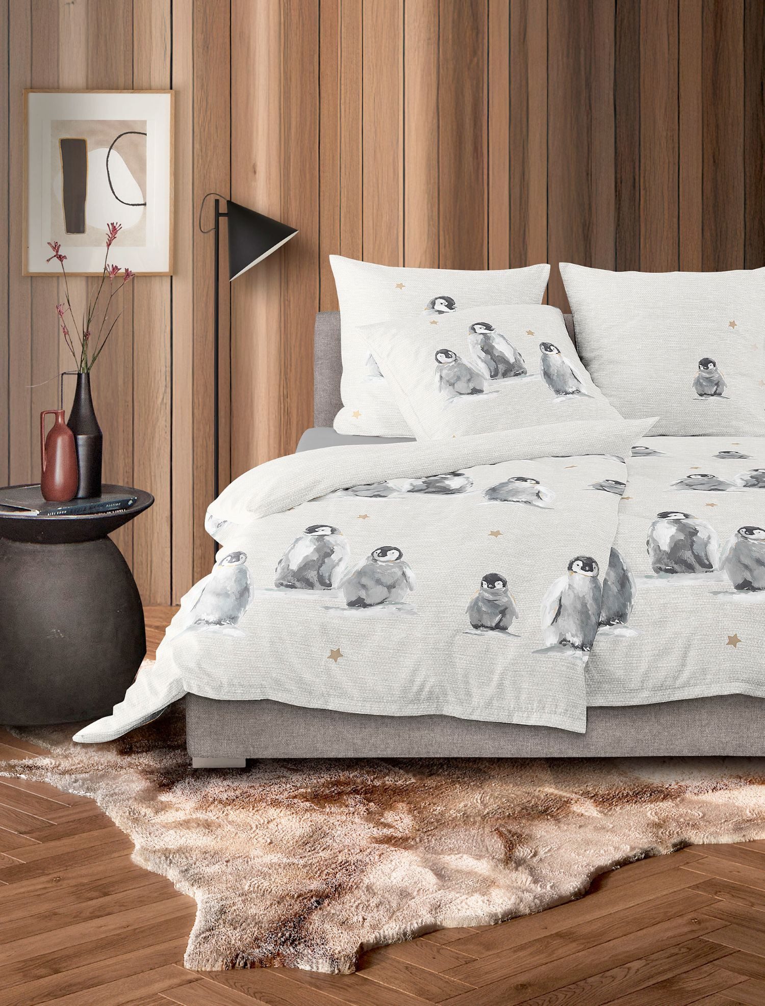 Irisette Bettwäsche Irisette Biber Bettwäsche Panda 155x220 Pinguine Sterne günstig online kaufen