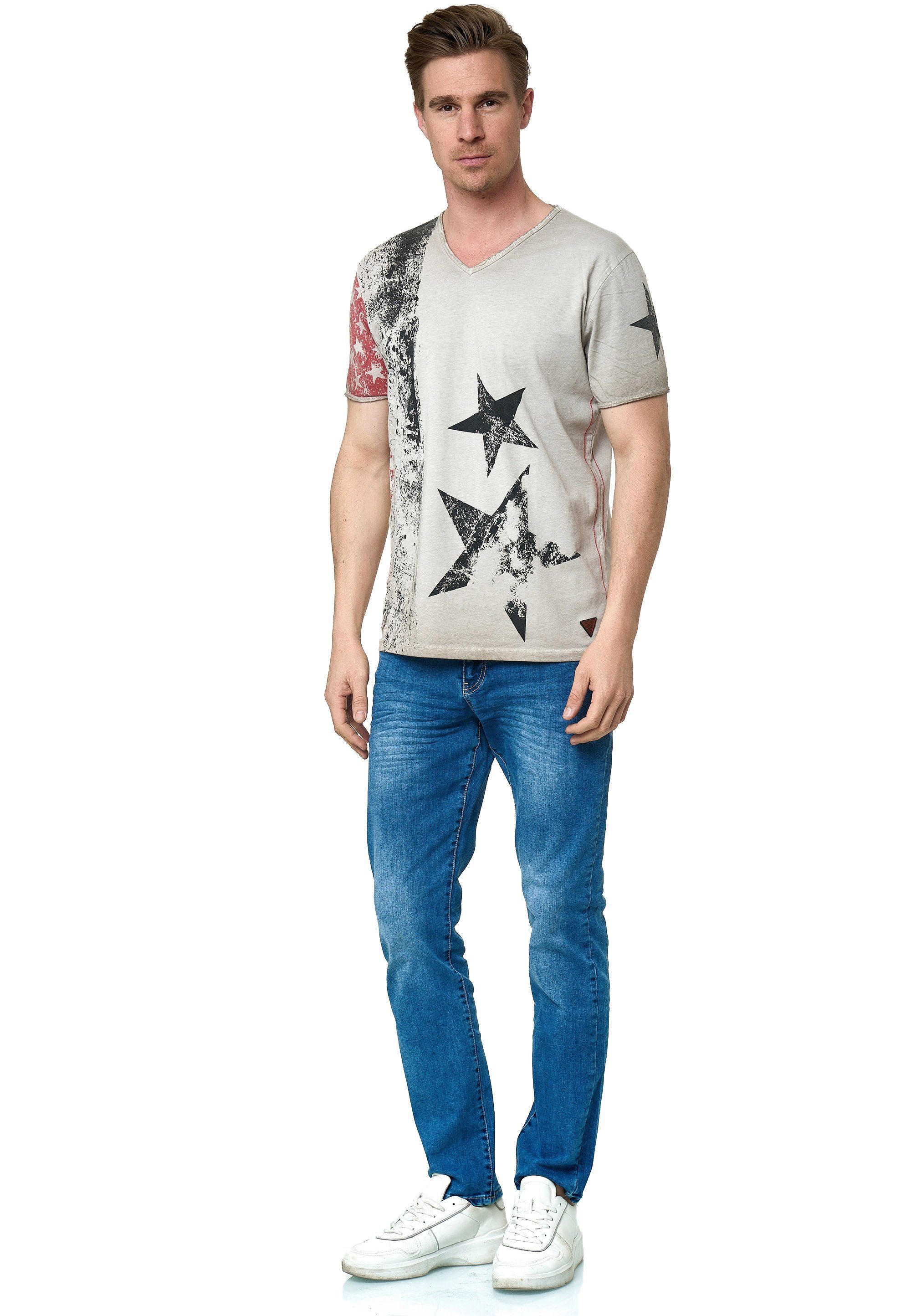 Rusty Neal T-Shirt mit V-Neck günstig online kaufen