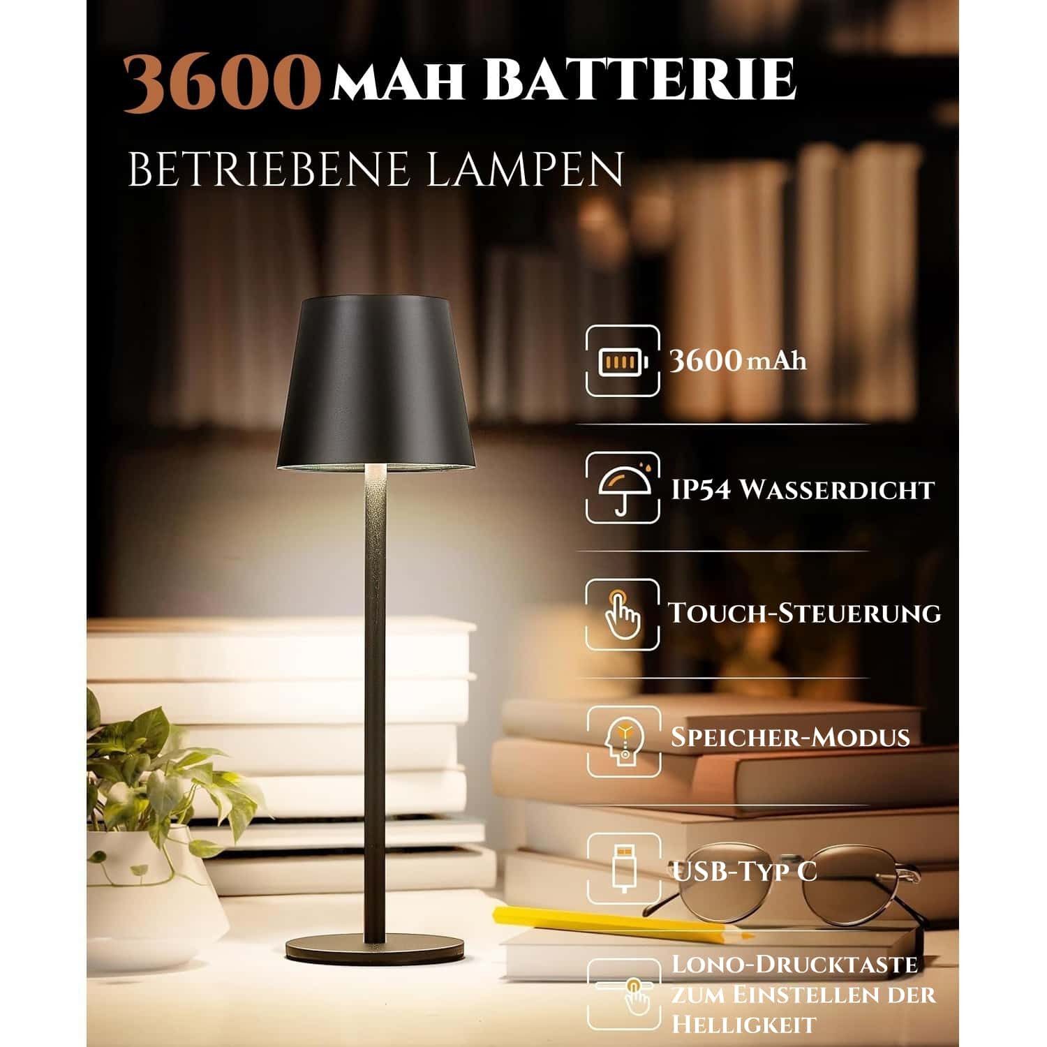 ibettertec LED Außen-Tischleuchte LED Tischlampe Kabellos, günstig online kaufen
