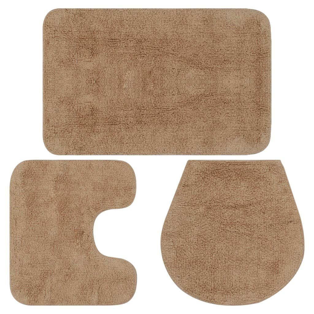 Badematte Badematten-Set 3-tlg. Stoff Beige vidaXL, Gewebe