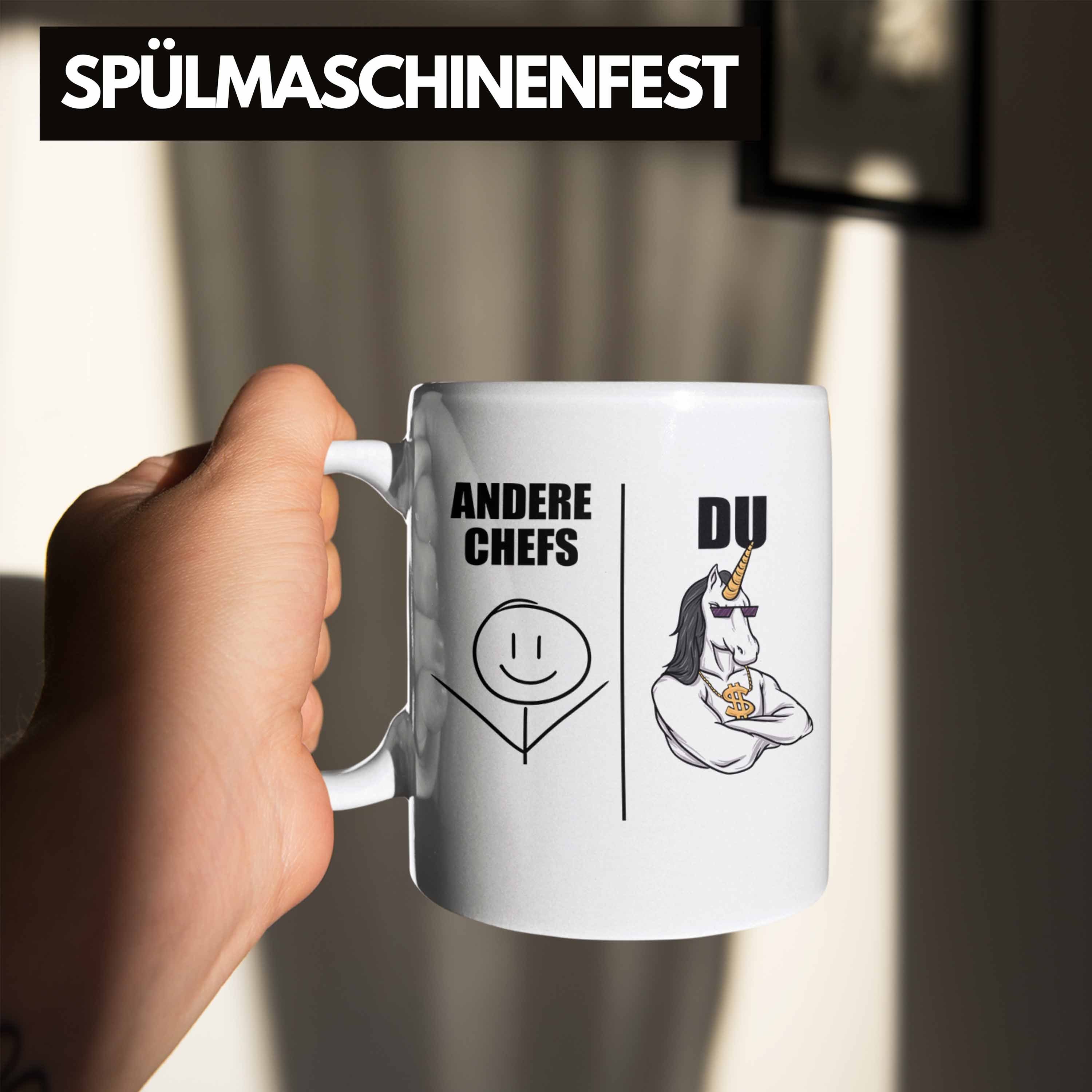 Trendation Spruch Lustig - Kaffeebecher Tasse Tasse für Chef mit Bester Geschenke Weiss Chef Trendation Weihnachtsgeschenk