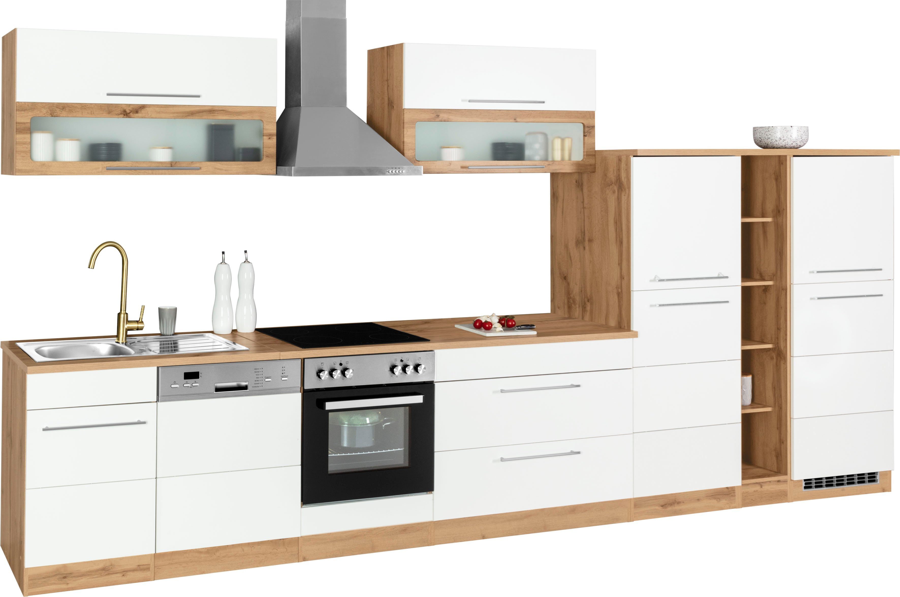 KOCHSTATION Küchenzeile KS-Wien, Breite 420 cm, wahlweise mit E-Geräten
