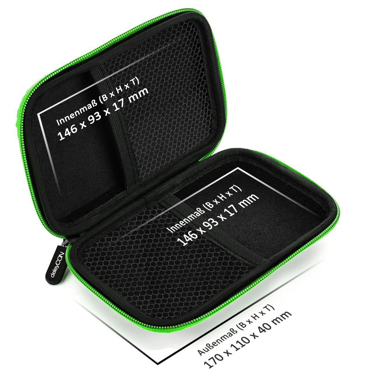 Schwarz für Fächer Case Festplattentasche HDD 2,5 Festplattentasche deleyCON Zoll deleyCON 2 SSD
