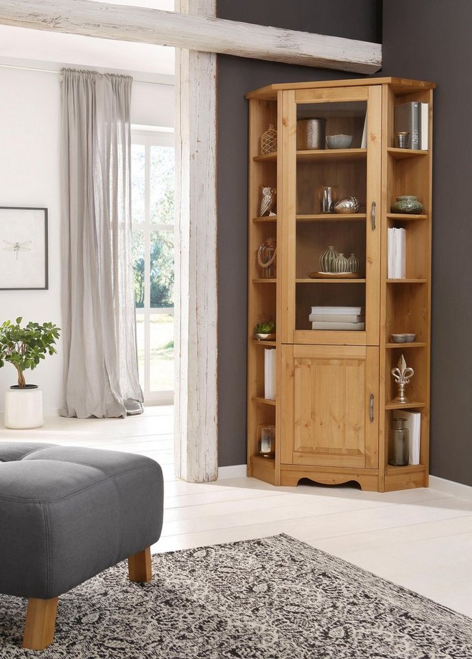 OTTO home Eckvitrine Trinidad Höhe 188 cm, FSC® zertifiziertes Massivholz