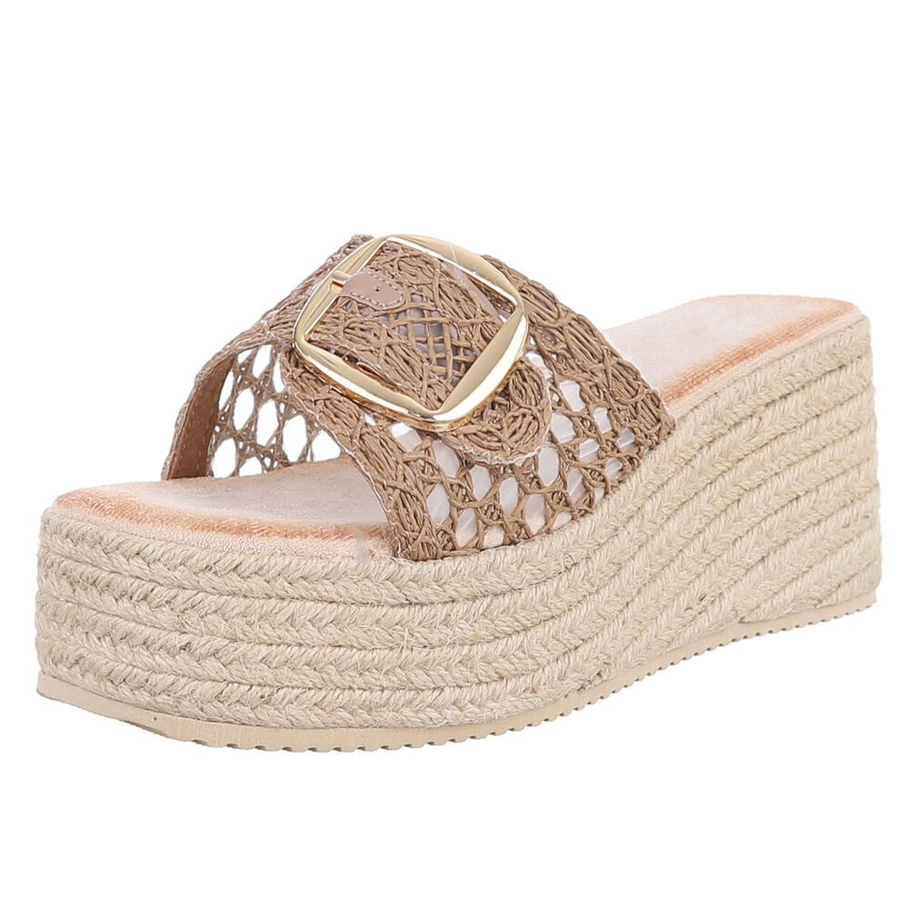 Ital-Design Damen Wedge-Sandalen mit gewebtem Obermaterial günstig online kaufen