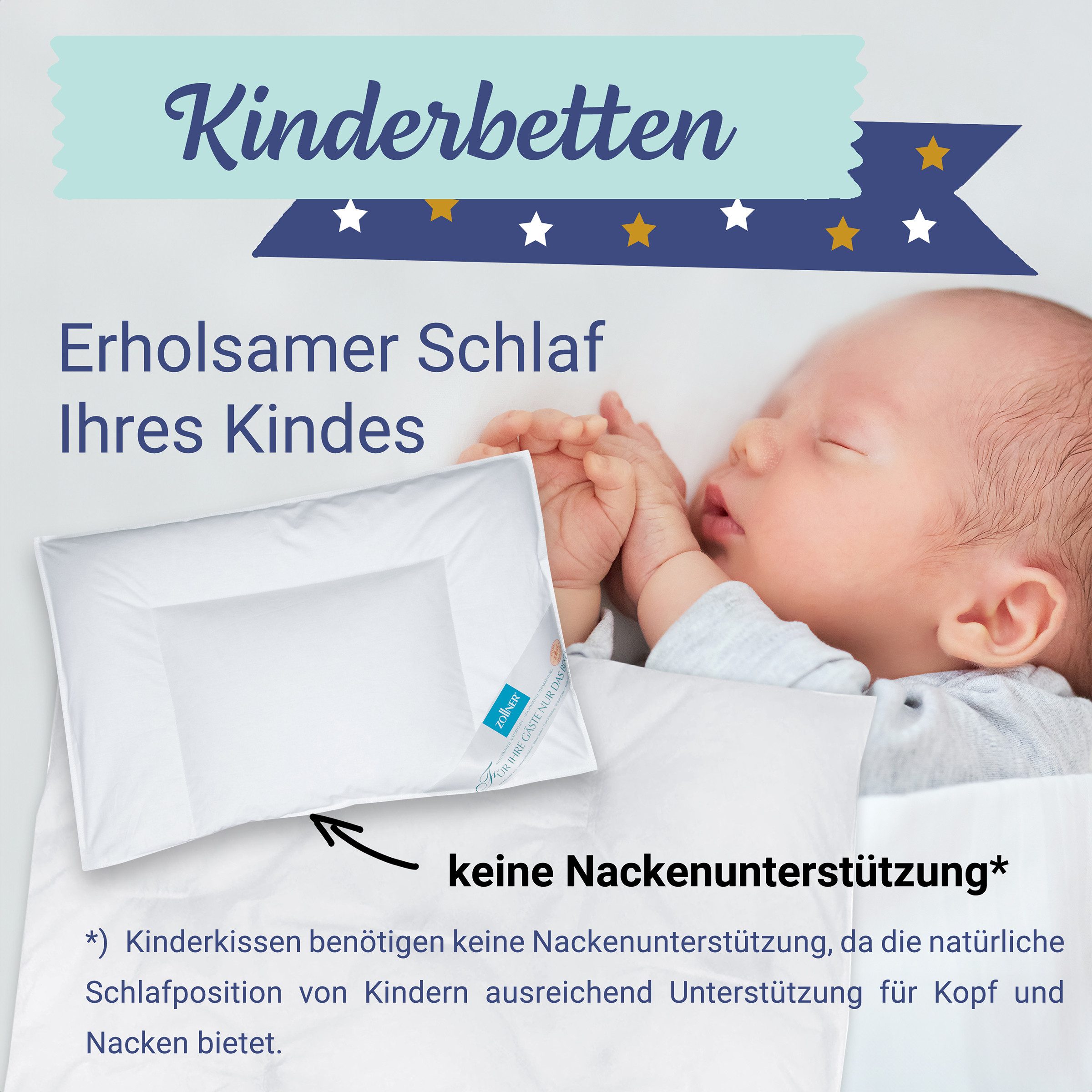 ZOLLNER Kinderbettdecke + Kopfkissen, Füllung: 90% günstig online kaufen