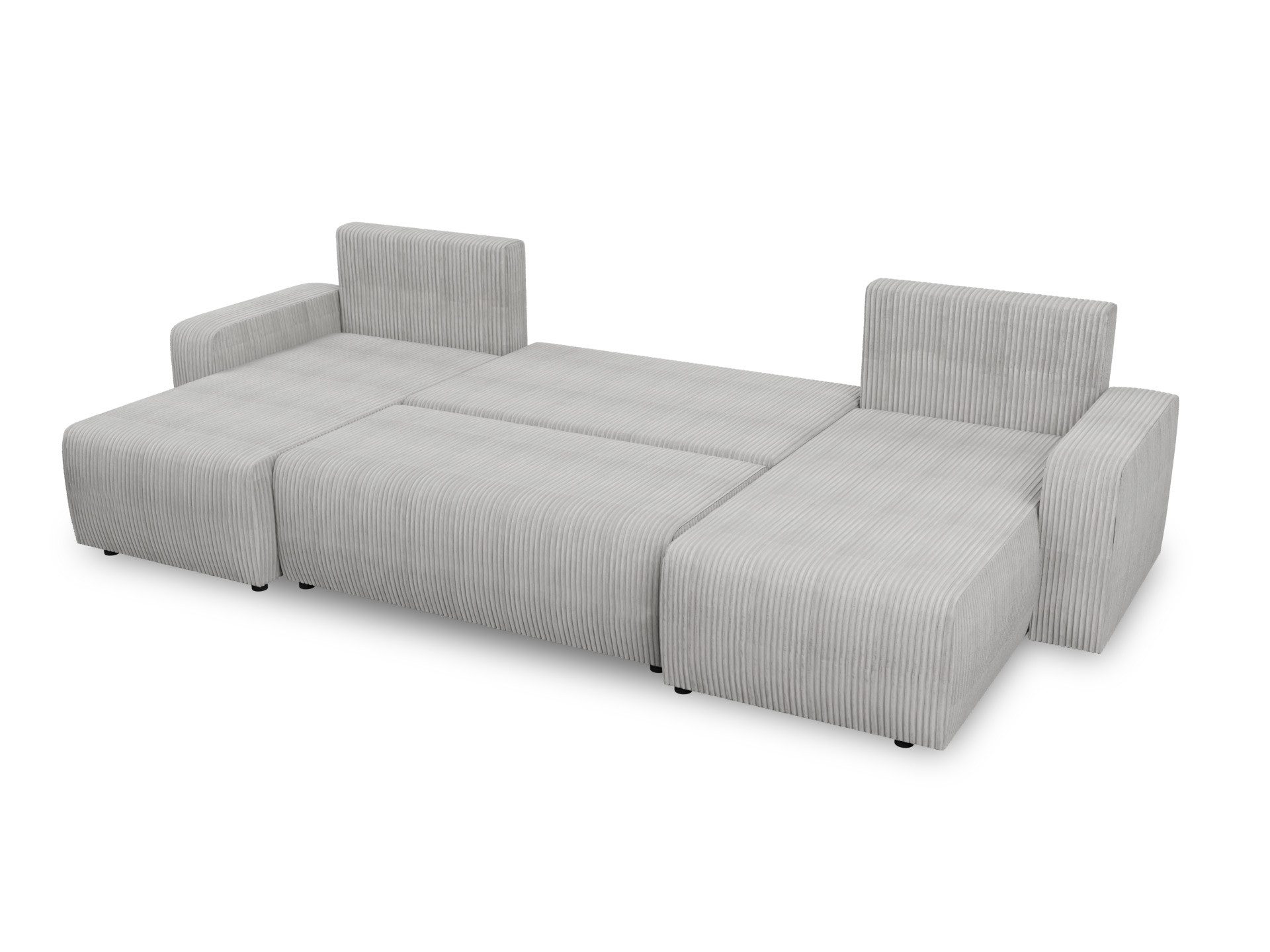 Sofnet Wohnlandschaft Roma U, mit Schlaffunktion und Bettkasten, U-Form Couch, Cord Stoff, Schlafsofa mit Wellenfeder