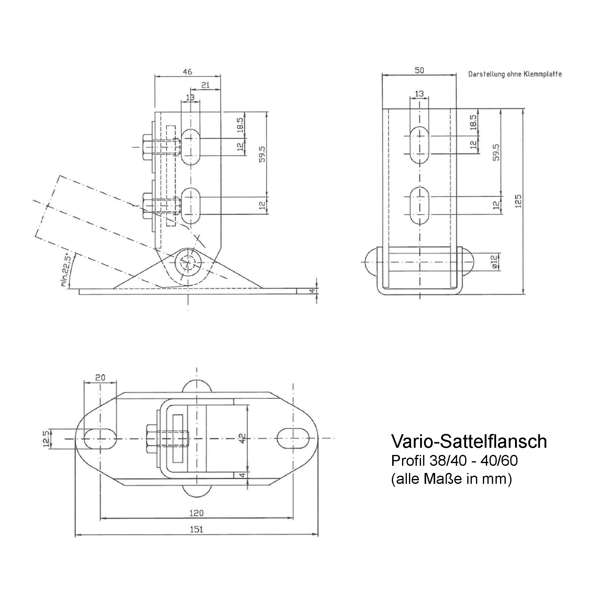 Fixotec Schienensystem-Schienen Sattelflansch verzinkt -, (2 Stück), zur Befestigung von Montageschienen an Wand, Boden oder Decke