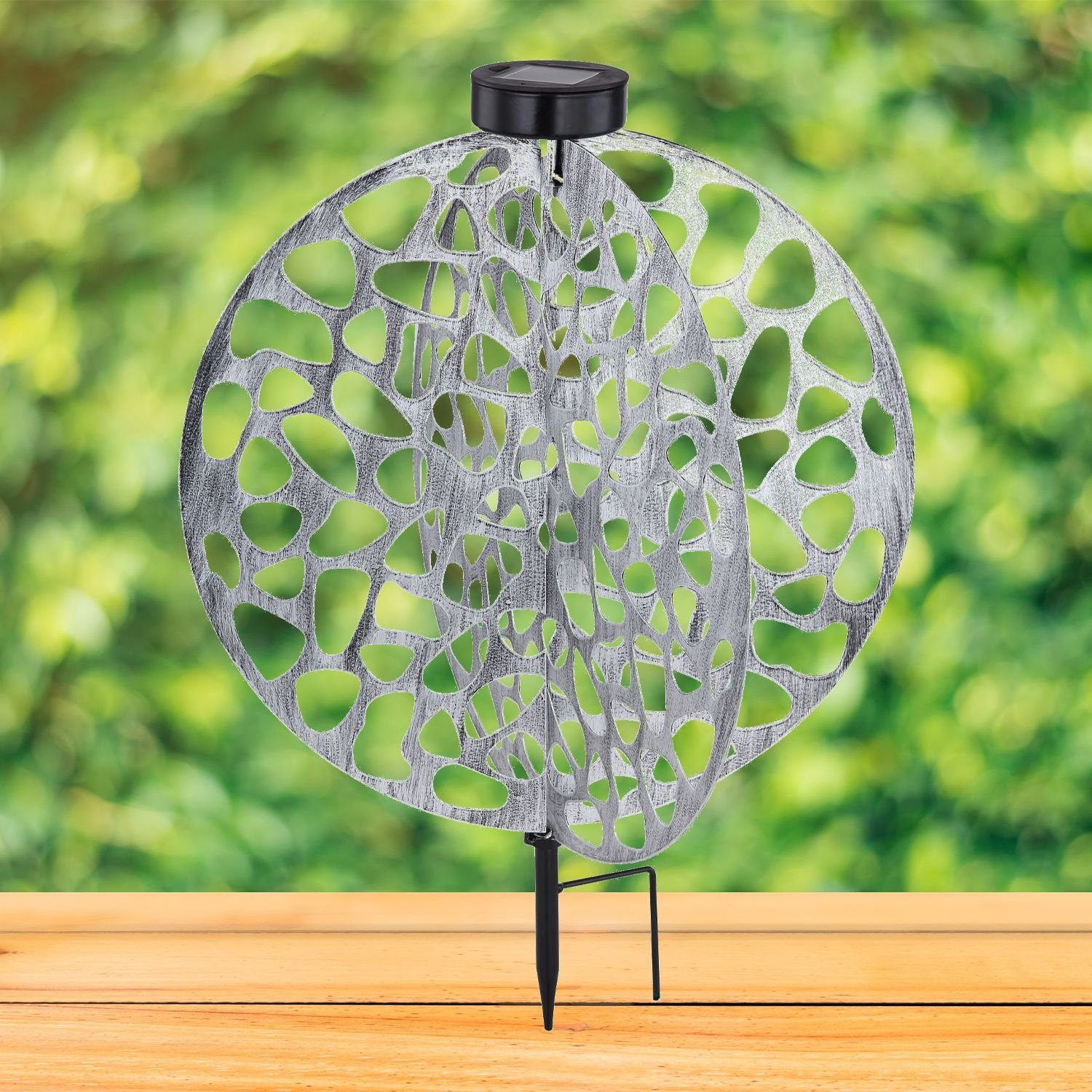 bmf-versand LED Solarleuchte Solarleuchte Garten Scheibe Rund Solarlampe Außen Leuchte Solar mit, Pflegetuch, Außenbeleuchtung, LED fest integriert, warmweiß, Gartenleuchte