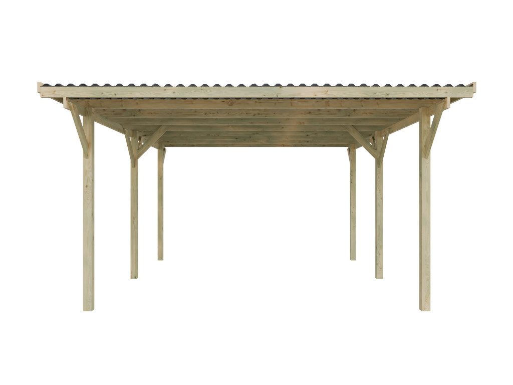 Woodtex Gartenhaus WOODTEX Carport, BxT: 400x600 cm, Geräteschuppen aus Holz mit Flachdach, wetterfest & imprägniert