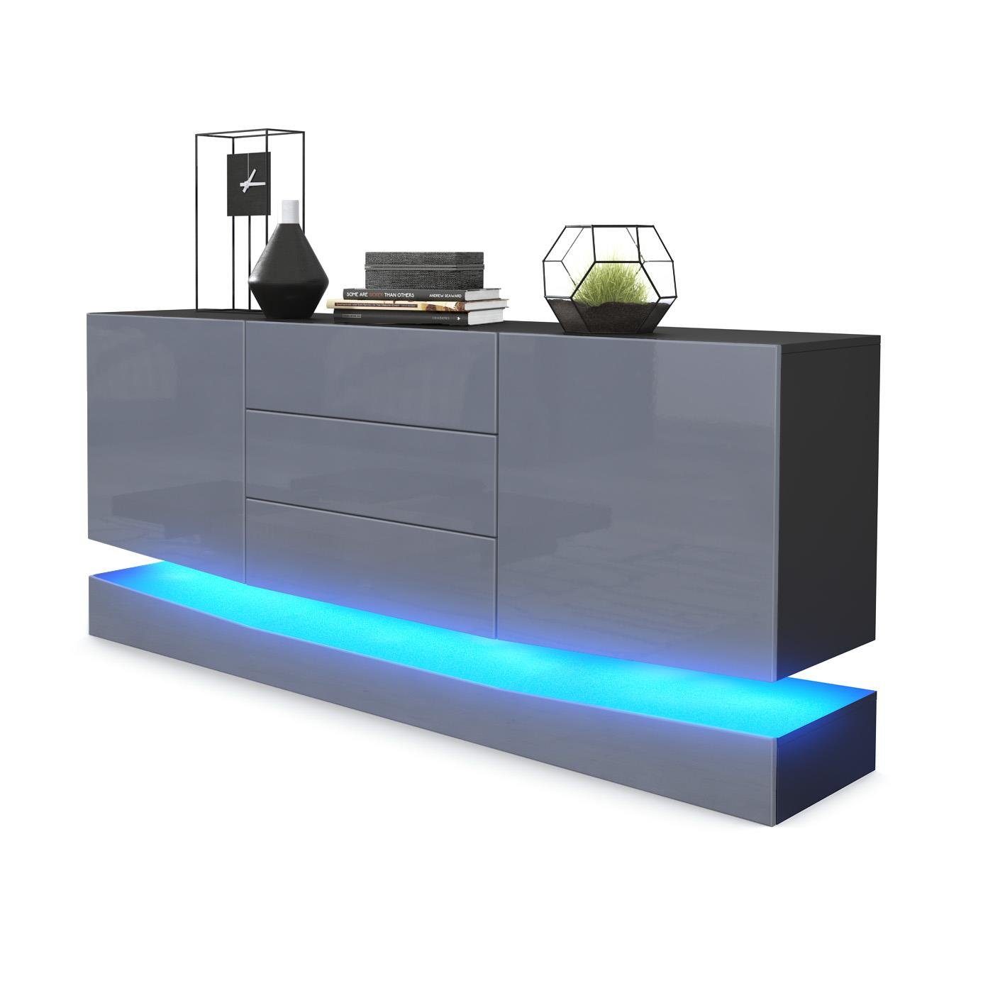 Vladon Sideboard City (Kommode mit 2 Türen, und 3 Schubladen inkl. LED-Bele günstig online kaufen