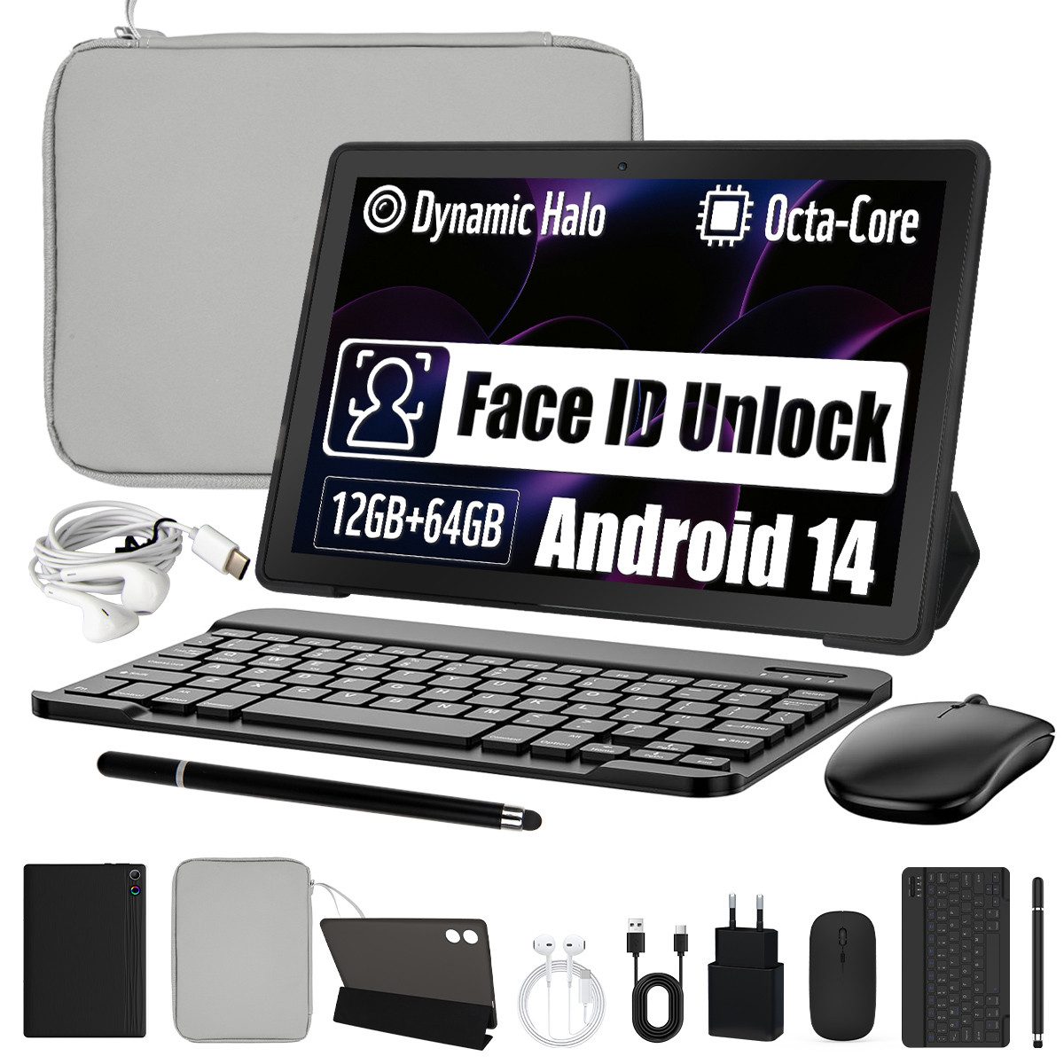 10 Zoll 64GB mit Zubehör-Set - Inkl. Schutzhülle, Tastatur & Stift Tablet