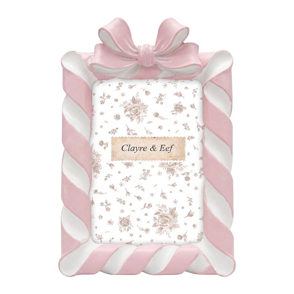 Clayre & Eef Bilderrahmen Süßer Clayre & Eef Bilderrahmen Rosa Weiß Schleife 10x15 cm