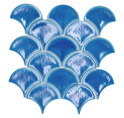 Mosani Mosaikfliesen Keramikmosaik Mosaikfliesen dunkelblau glänzend / 10 Mosaikmatten