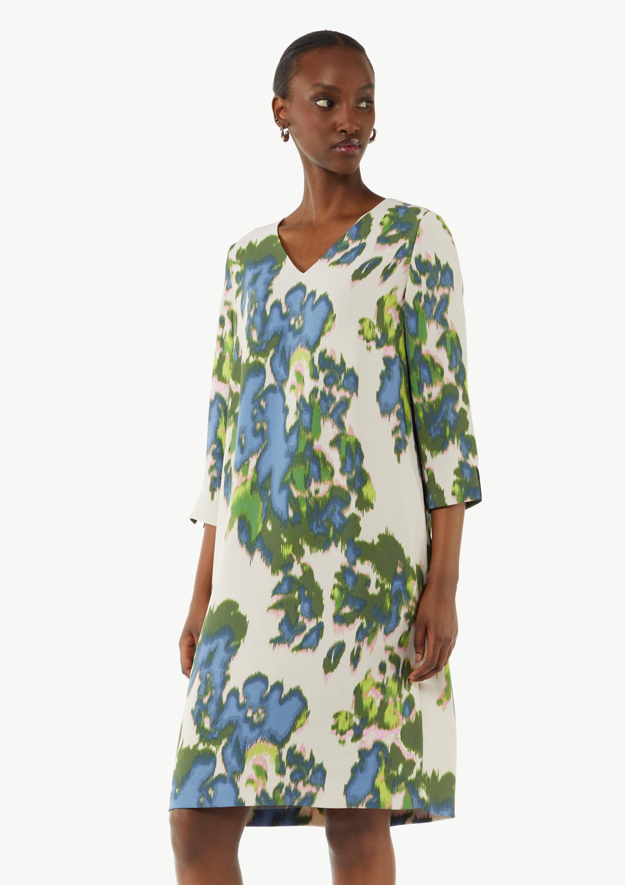 comma Minikleid Kleid Gemustertes Kleid mit Eingrifftaschen