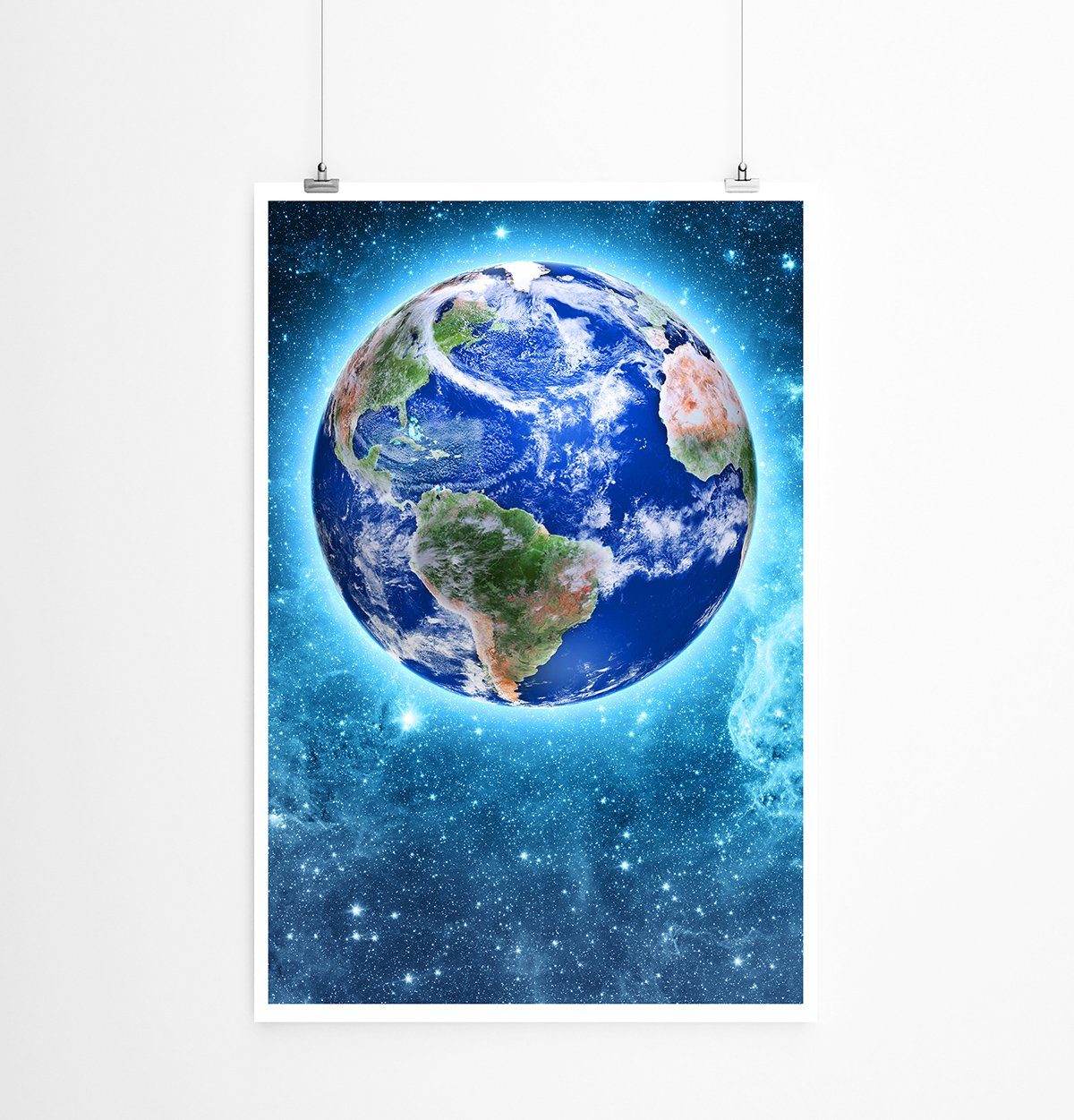 Sinus Art Poster 90x60cm Poster Fotocollage der strahlenden Erde im Weltall