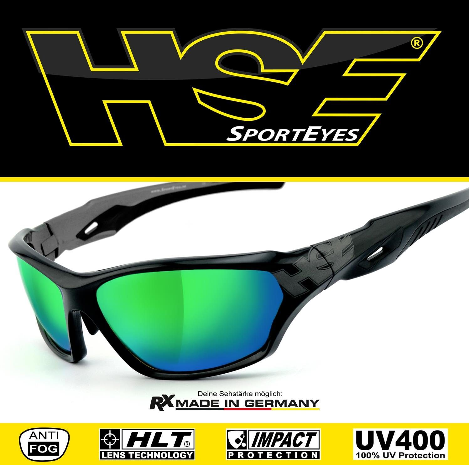 HSE - Kunststoff-Sicherheitsglas 2093bs, SportEyes Steinschlagbeständig Sportbrille durch