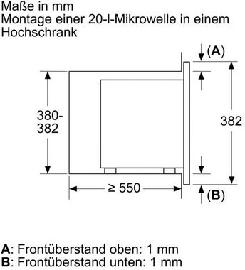 BOSCH Einbau-Mikrowelle BFL623MB3, Mikrowelle, 20 l