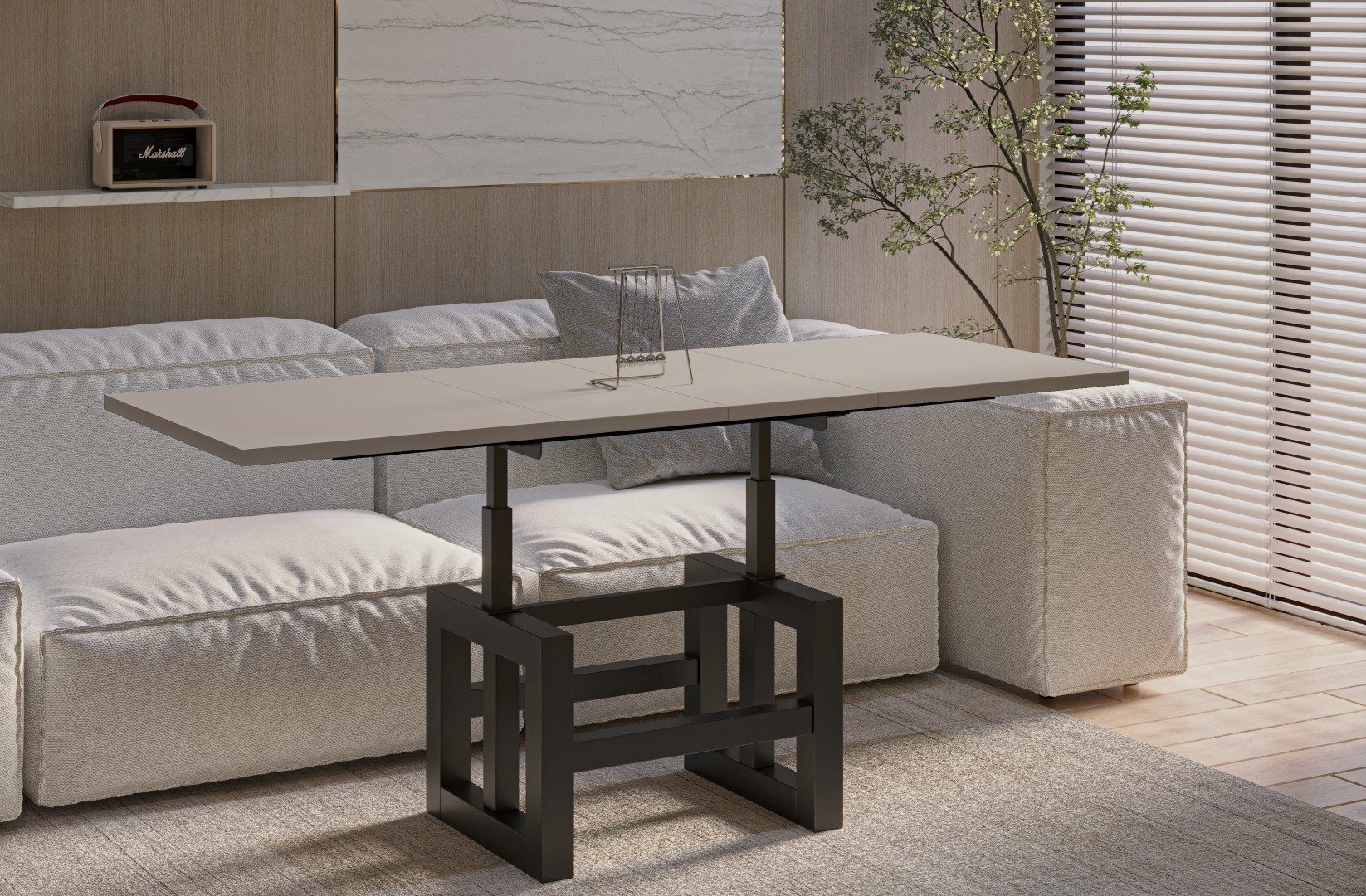 Endo-Moebel Couchtisch Couchtisch Lili - ausziehbar 110-170cm und höhenverstellbar Doppellift, Metall, Couch- & Esstisch, Funktionstisch, modern Design, umwandelbar