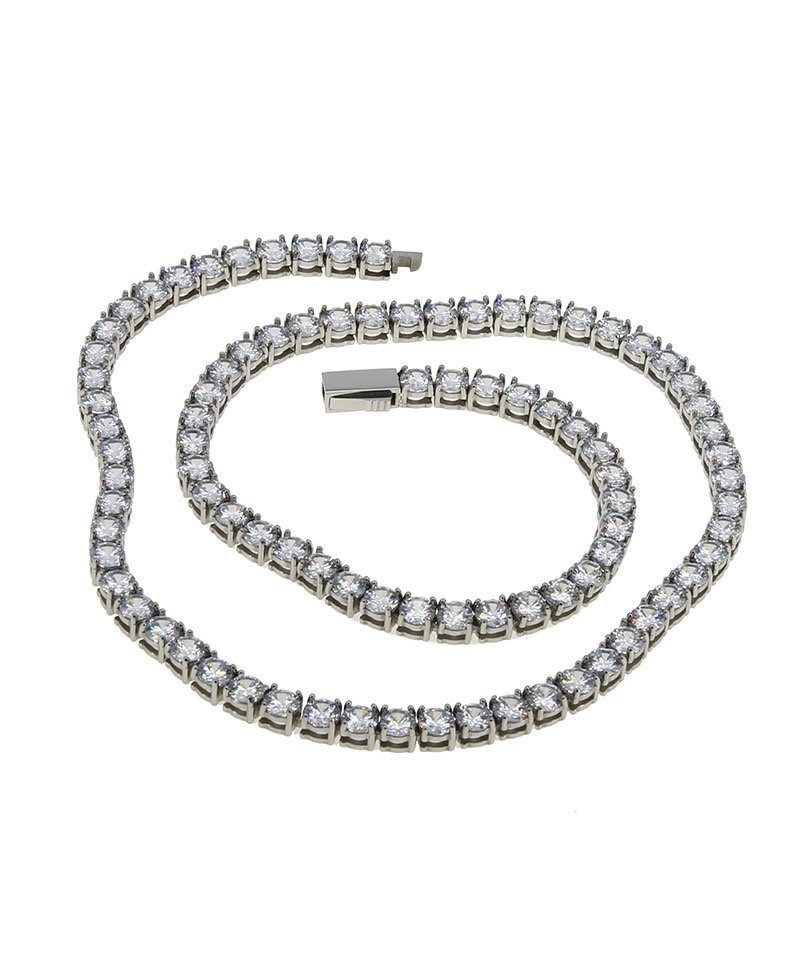 Karisma Schmuck Edelstahlkette Männer Hip Hop/Iced Tenniskette NSE300 Silber Premium, 4mm out Collier Zirkonia