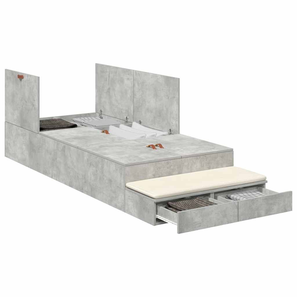 vidaXL Bett Bett mit Stauraum Beton günstig online kaufen