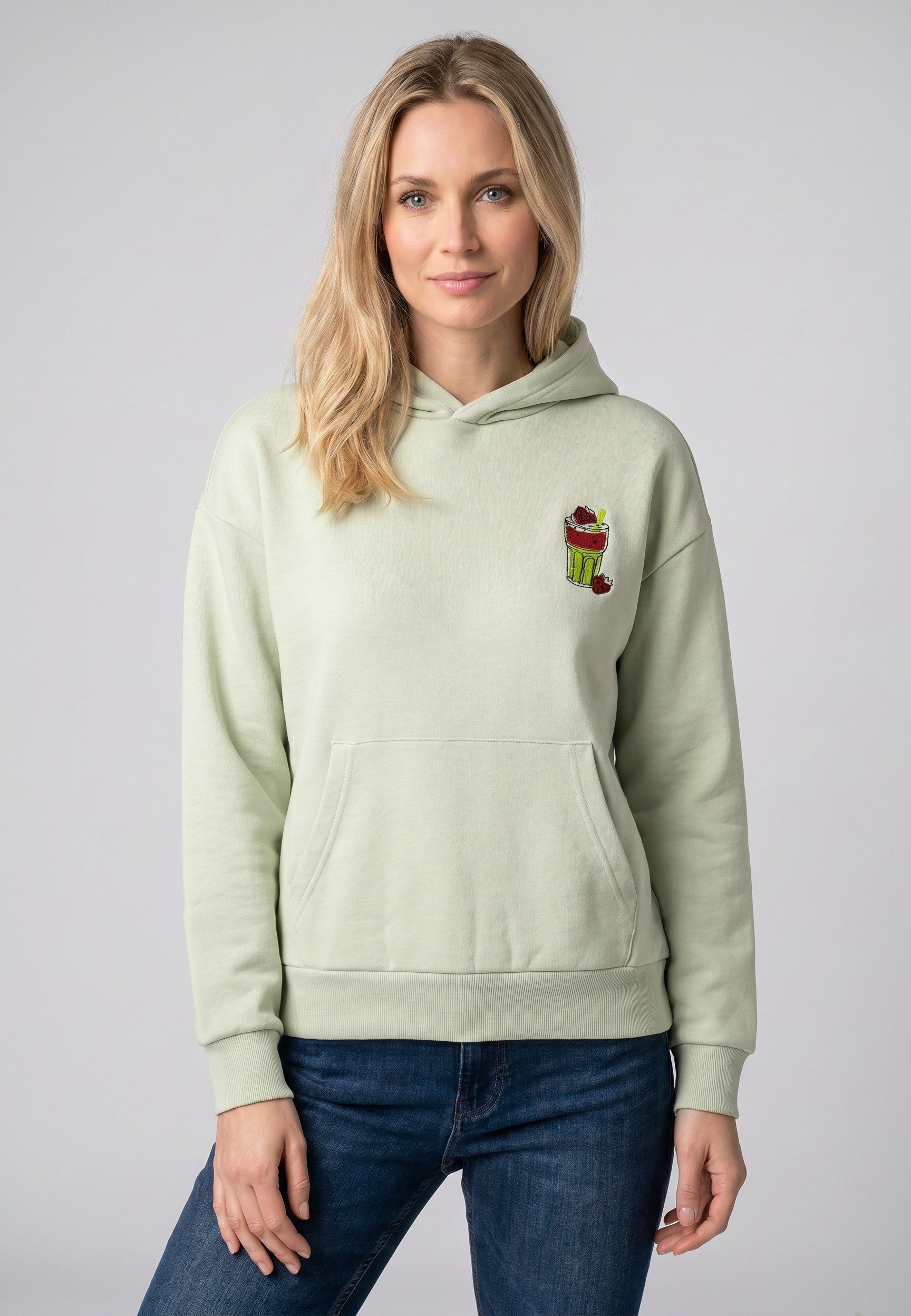 SUBLEVEL Kapuzenpullover Damen Sweat Hoodie mit Backprint Applikation vorne, warme Sweatqualität