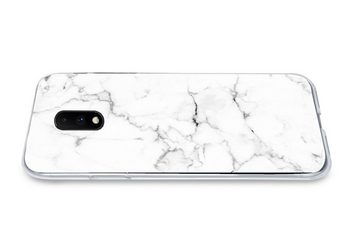 MuchoWow Handyhülle Marmor - Weiß - Grau - Luxus - Marmoroptik - Strukturiert, Phone Case, Handyhülle OnePlus 7, Silikon, Schutzhülle