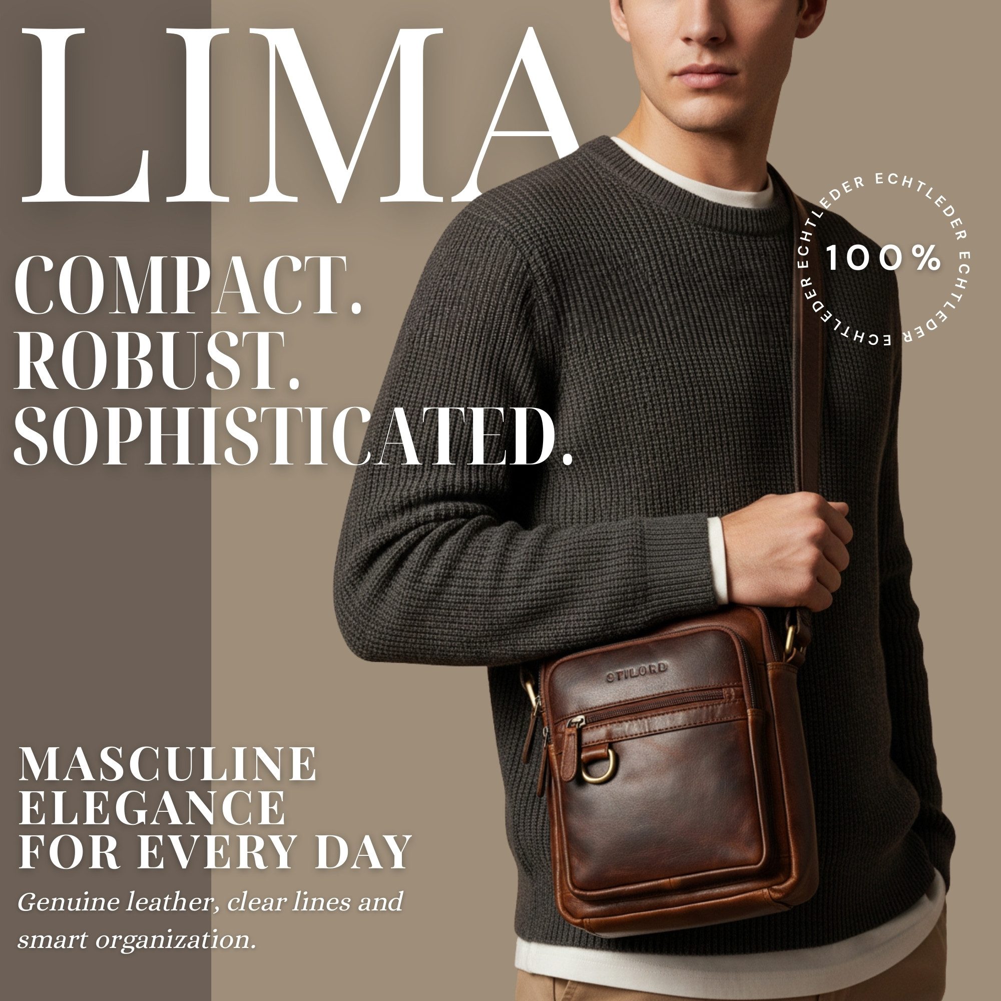 STILORD Schultertasche "Lima" Umhängetasche Herren Klein Leder Tragegriff T günstig online kaufen