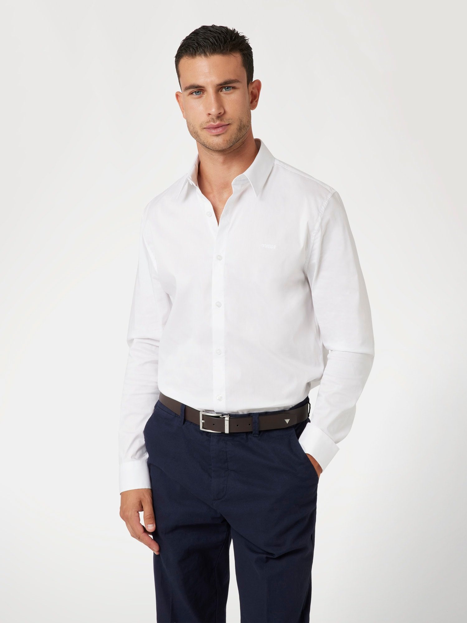 Guess Langarmhemd SUNSET Kentkragen, Slim Fit, Baumwoll-Mix