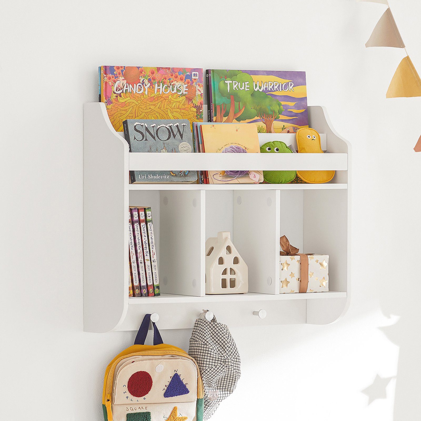 KMB46, SoBuy Hängeregal Haken Wandgarderobe Bücherregal mit 3 Kinderregal Wandregal