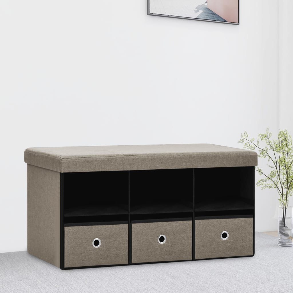 vidaXL Sitzbank Faltbare Sitzbank mit Stauraum Taupe 76x38x38 cm