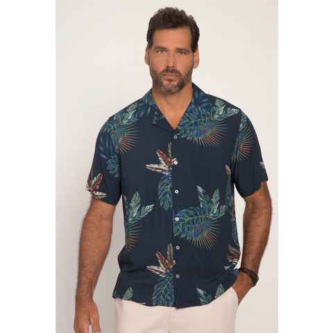 JP1880 Kurzarmhemd Hemd Halbarm floraler Print Cuba-Kragen Cuba-Fit