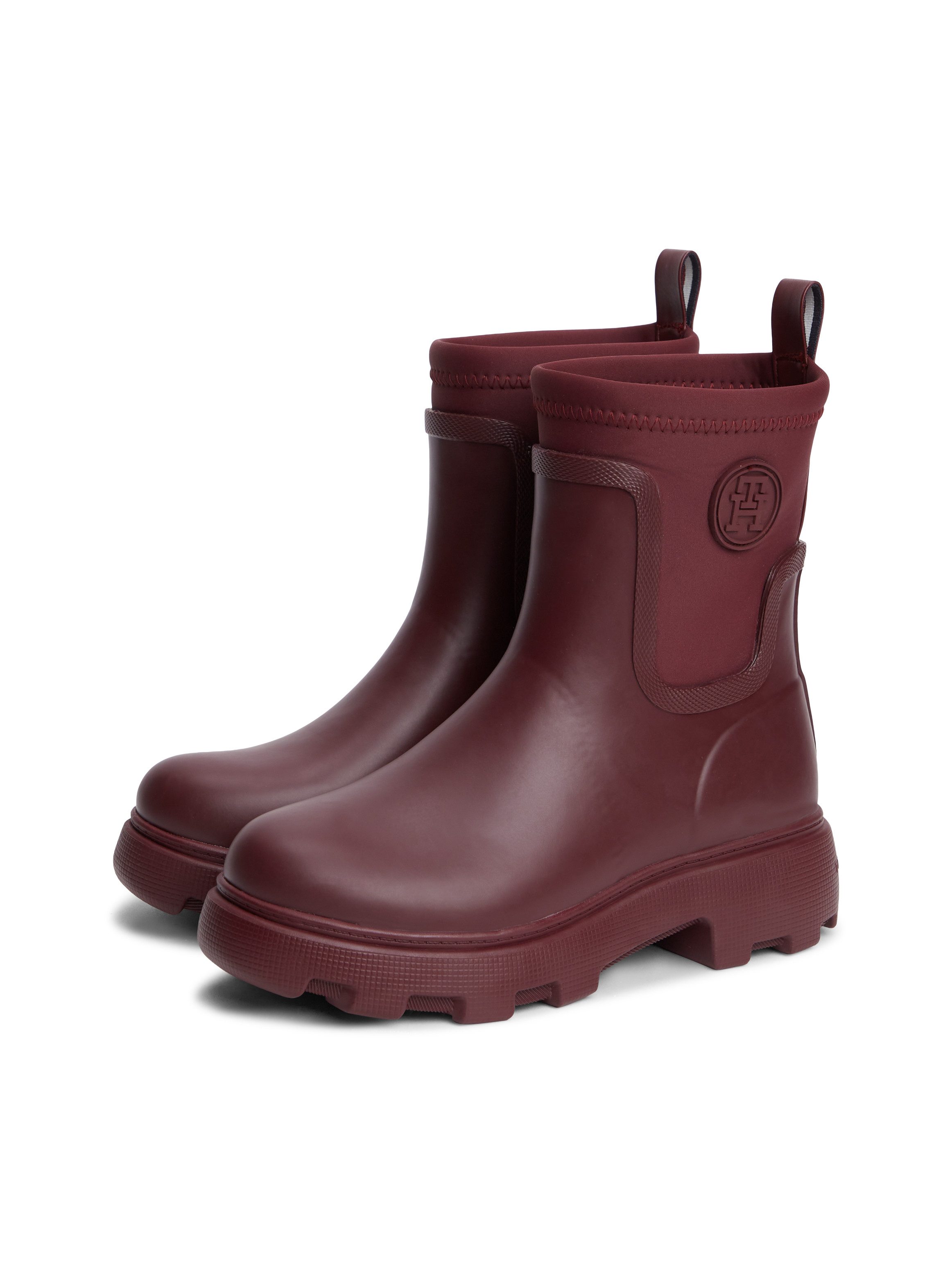 Tommy Hilfiger TH STAMP WARM ANKLE RAIN BOOT Gummistiefelette Blockabsatz, Regenboots mit TH-Logoemblem