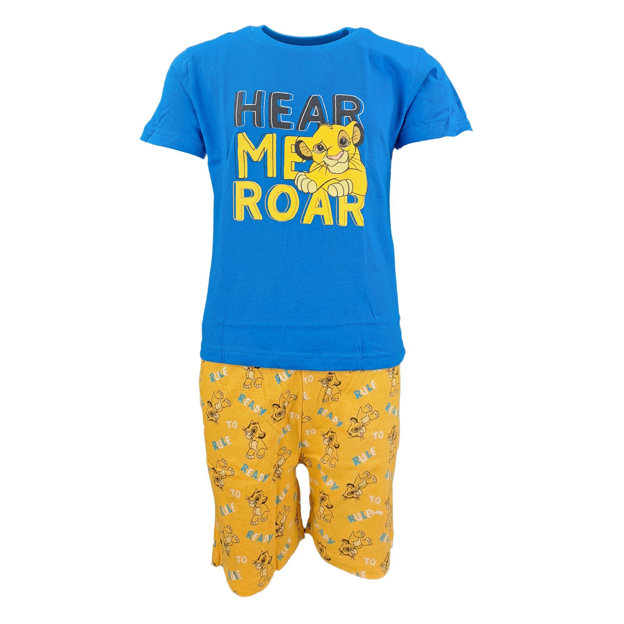 Disney The Lion King Schlafanzug König der Löwen Simba Jungen Kinder Pyjama Gr. 98 bis 128, 100% Baumwolle Blau