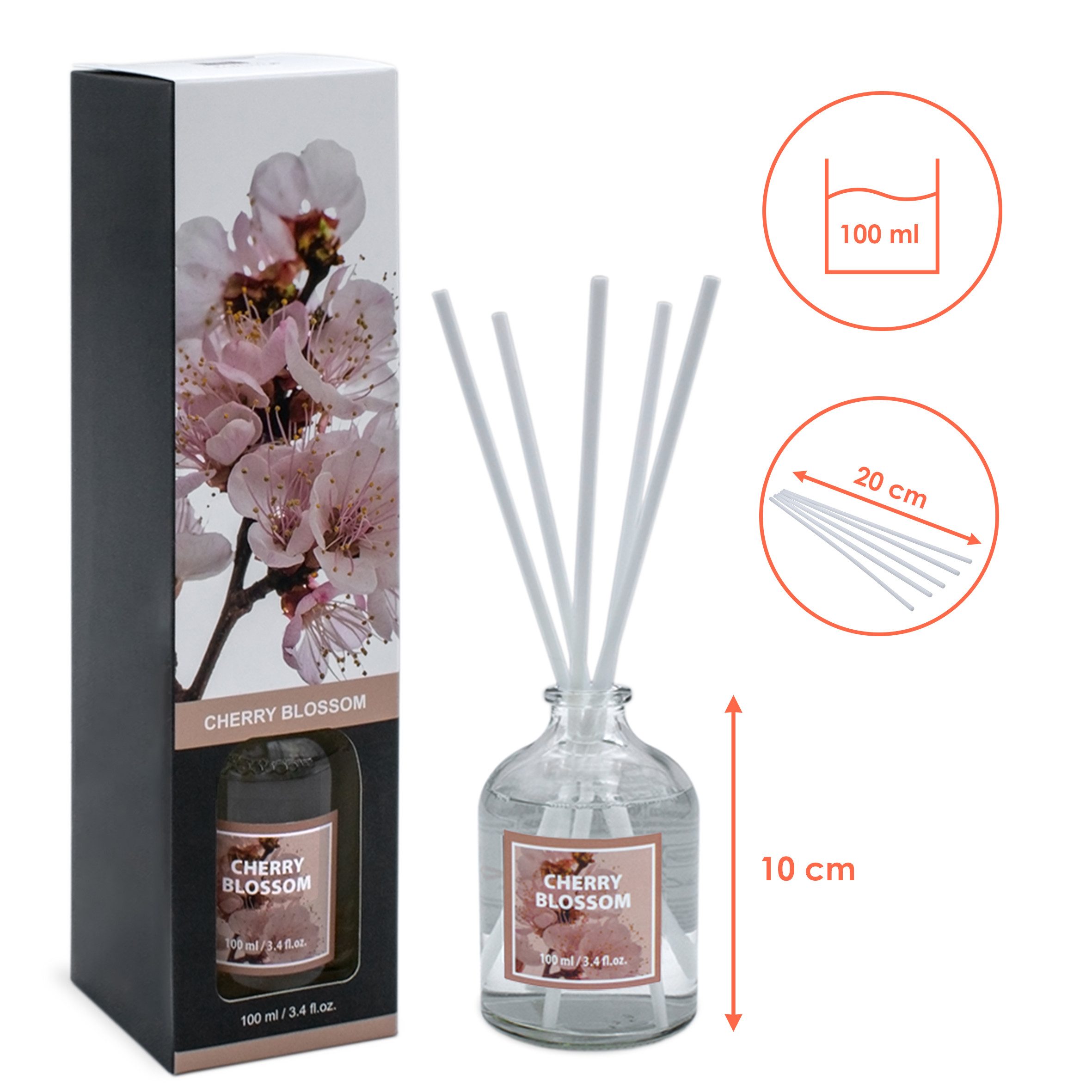 Spetebo Raumduft Lufterfrischer mit Diffuser Sticks (Set, 6-St., Duftdiffuser 100 ml mit 5 Stäbchen), mit langanhaltender Frische