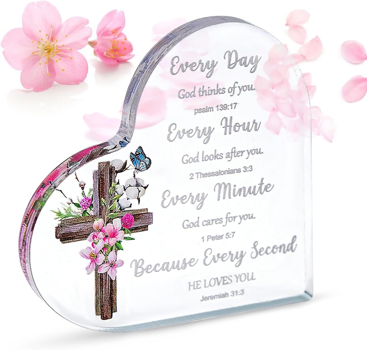 FELIXLEO LED Nachttischlampe Herz Geschenk Acryl Bibelvers Frauen Deko inspirierend