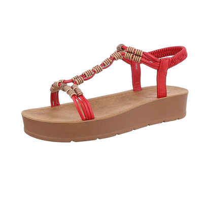 Ital-Design Damen Freizeit Riemchensandalette (86345127) Keilabsatz/Wedge Keilsandaletten in Rot