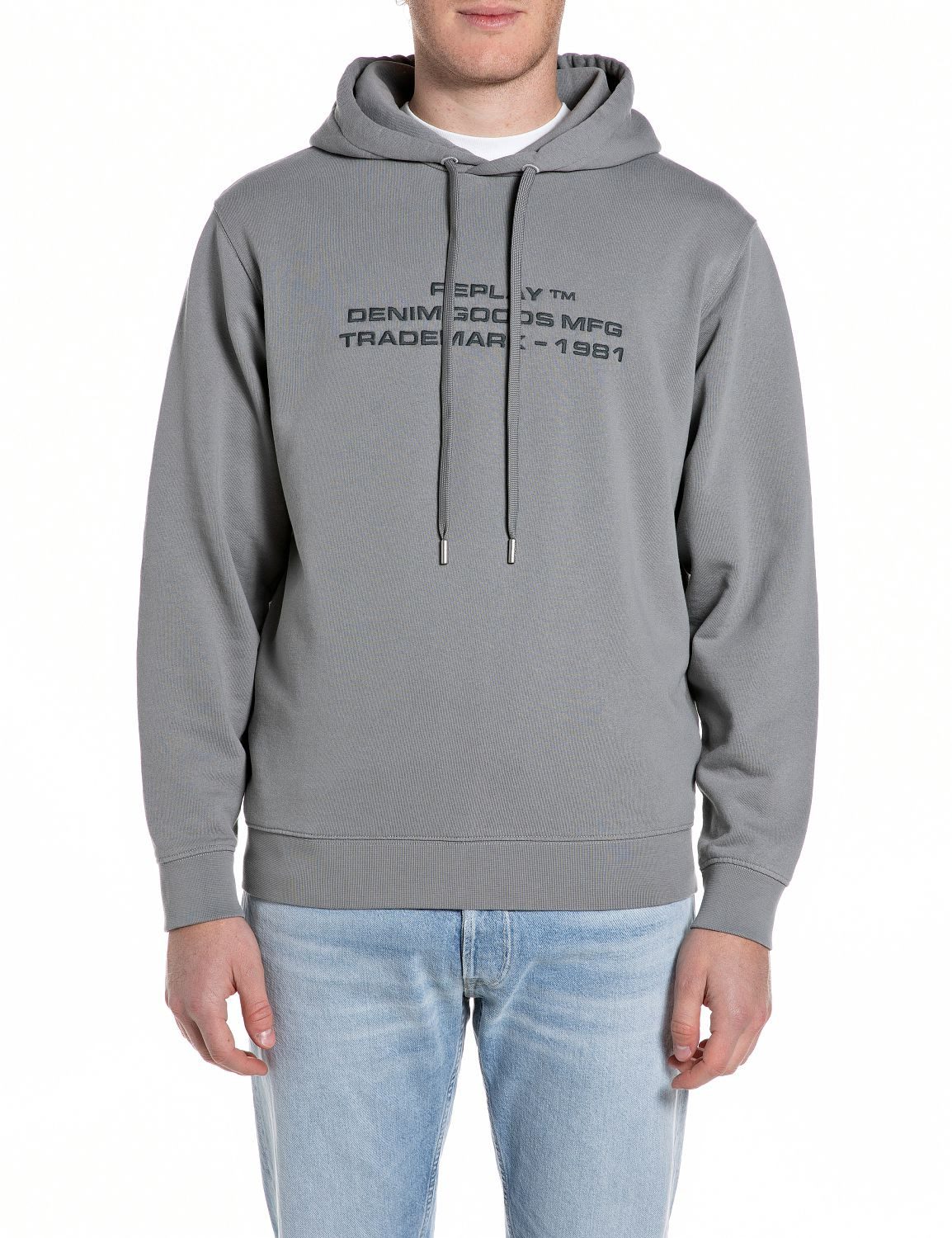 Replay Hoodie mit gesticktem Schriftzug auf der Vorderseite
