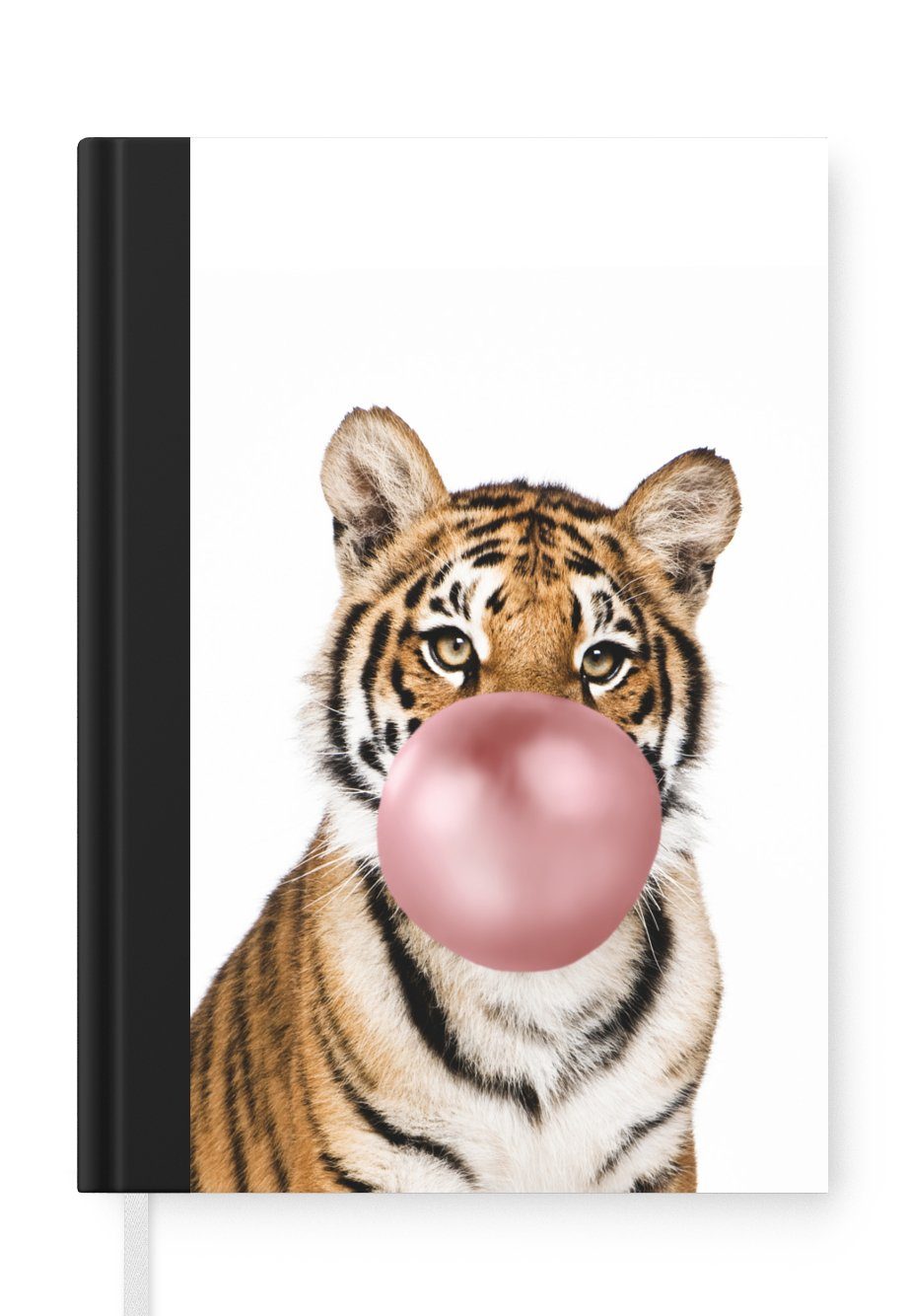 MuchoWow Notizbuch Tiger - Tiere - Kaugummi - Junge - Mädchen - Kind, Journal, Merkzettel, Tagebuch, Notizheft, A5, 98 Seiten, Haushaltsbuch