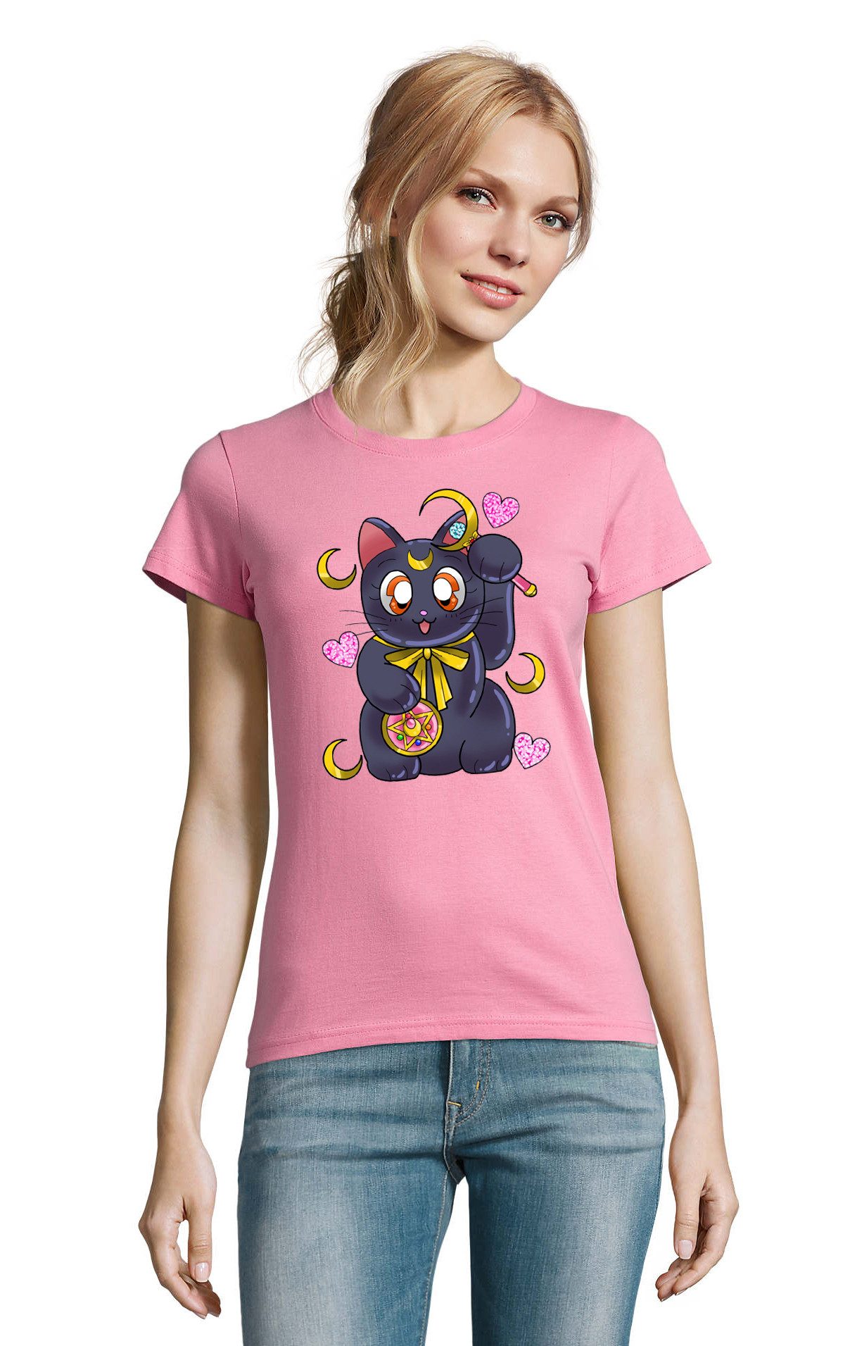 Blondie & Brownie T-Shirt Süße Sailor Katze Cat Luna Moon Anime Manga Damen günstig online kaufen