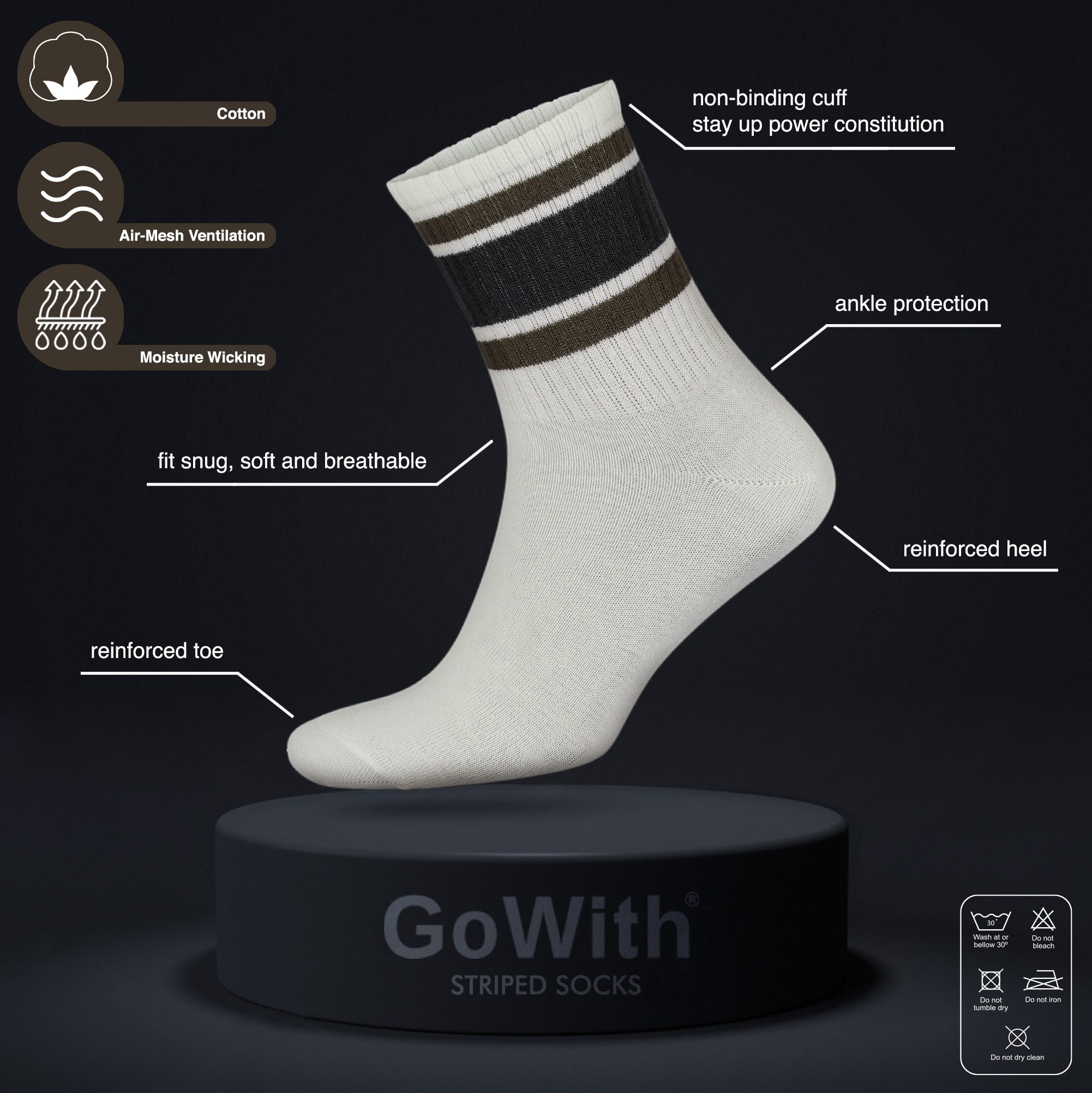 GoWith Tennissocken Retro Socken Freizeitsocken Gestreifte günstig online kaufen